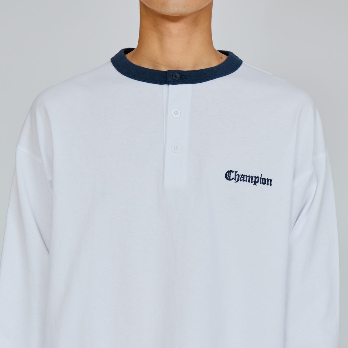 ロングスリーブヘンリーネックTシャツ (C3-B405)