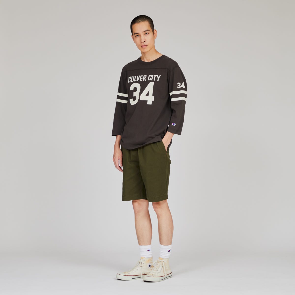 3/4 スリーブフットボールTシャツ (C3-B412)