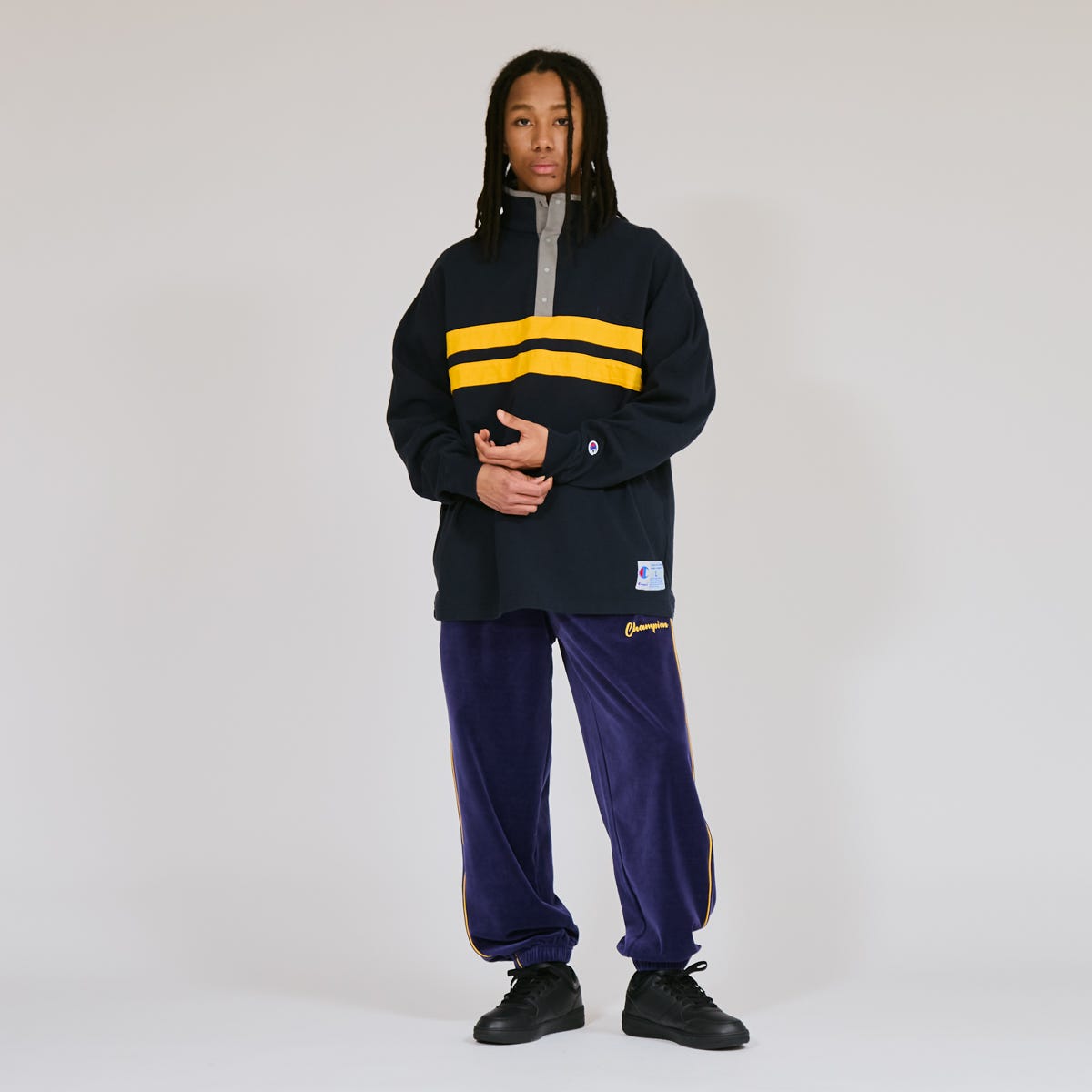 ハーフスナップロングスリーブTシャツ (C3-C413)