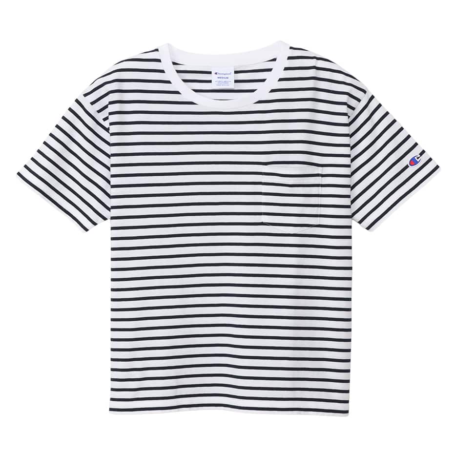 ボーダーショートスリーブポケットTシャツ (CW-X343)