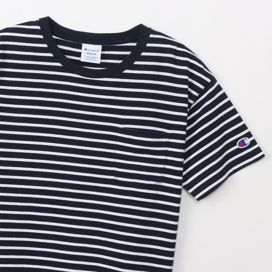 ボーダーショートスリーブポケットTシャツ (CW-X343)
