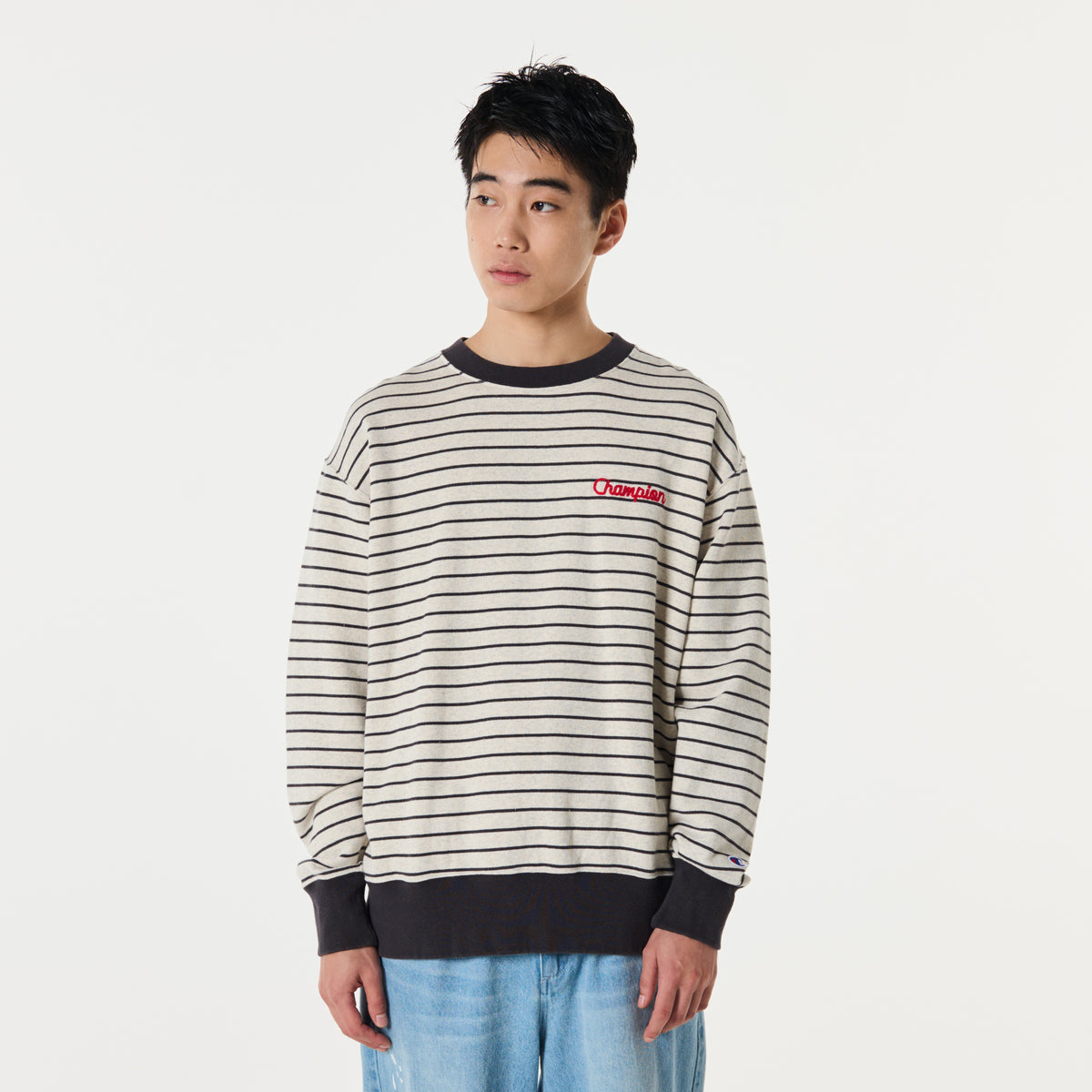 BORDER CREW NECK SWEATSHIRT