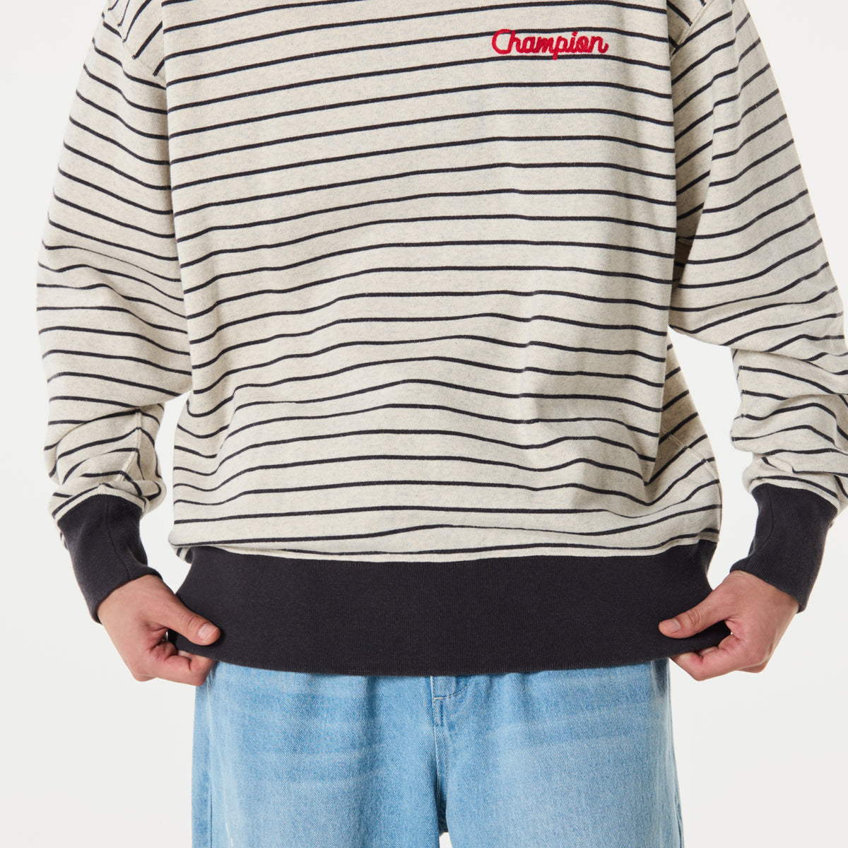 BORDER CREW NECK SWEATSHIRT