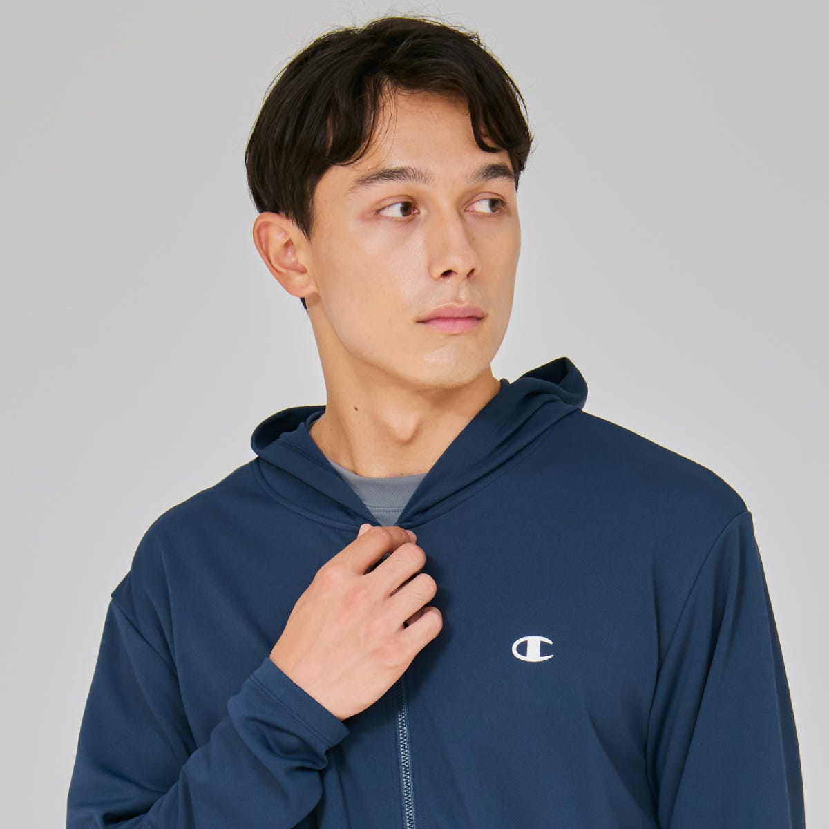 ジップフーデッドシャツ